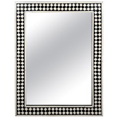 Vintage Art Deco Style Black & White Resin Diamond Design Wall, Table or Mantel Mirror