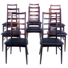 Set of Eight Danish Modern "Liz" Dining Chairs Designed by Niels Koefoeds