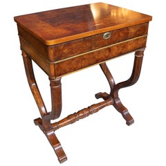 Antique 1930s Victorian Burl Wood Dressing Table with Compartments and Mirror