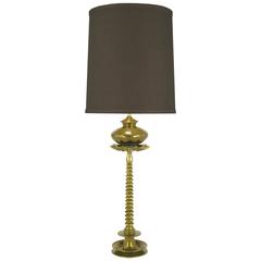 Vintage French Moderne Solid Brass Segmented Table Lamp