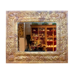 Antique Mirror with Embossed Metal Frame with Antique-style Finish