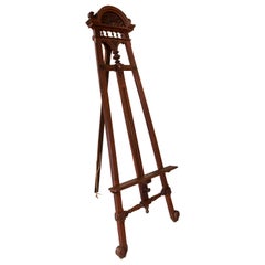 1950s Antique Carved Wwooden Folding Easel for Painting. Decorated with a Shell.