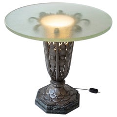 Rare table de guéridon enluminée Art Déco circa 1922 à la manière de R.Subes