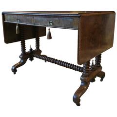 Antique Sofa Table George III Side Table 19th Century Walnut Barley Twist