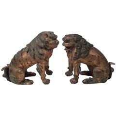 Antique Pair of Guardian Lions or Foo Dogs
