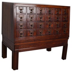 Antique Dutch Hardwood Apothecary / Filing Cabinet, 1920s