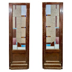 Pair of Art Deco Stained Glass Doors 23" x 76"