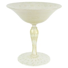 Barbini di Murano, ciotola per composte di Martini in vetro artistico italiano, con riflessi dorati e bolle bianche