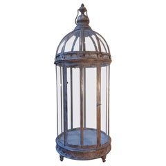 Antique Patinated and embossed glass and metal lantern in various patterns