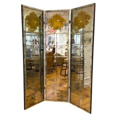 Art Deco Style, Antique Glass, Distressed Mirror, Room Divider, USA, 20th C.