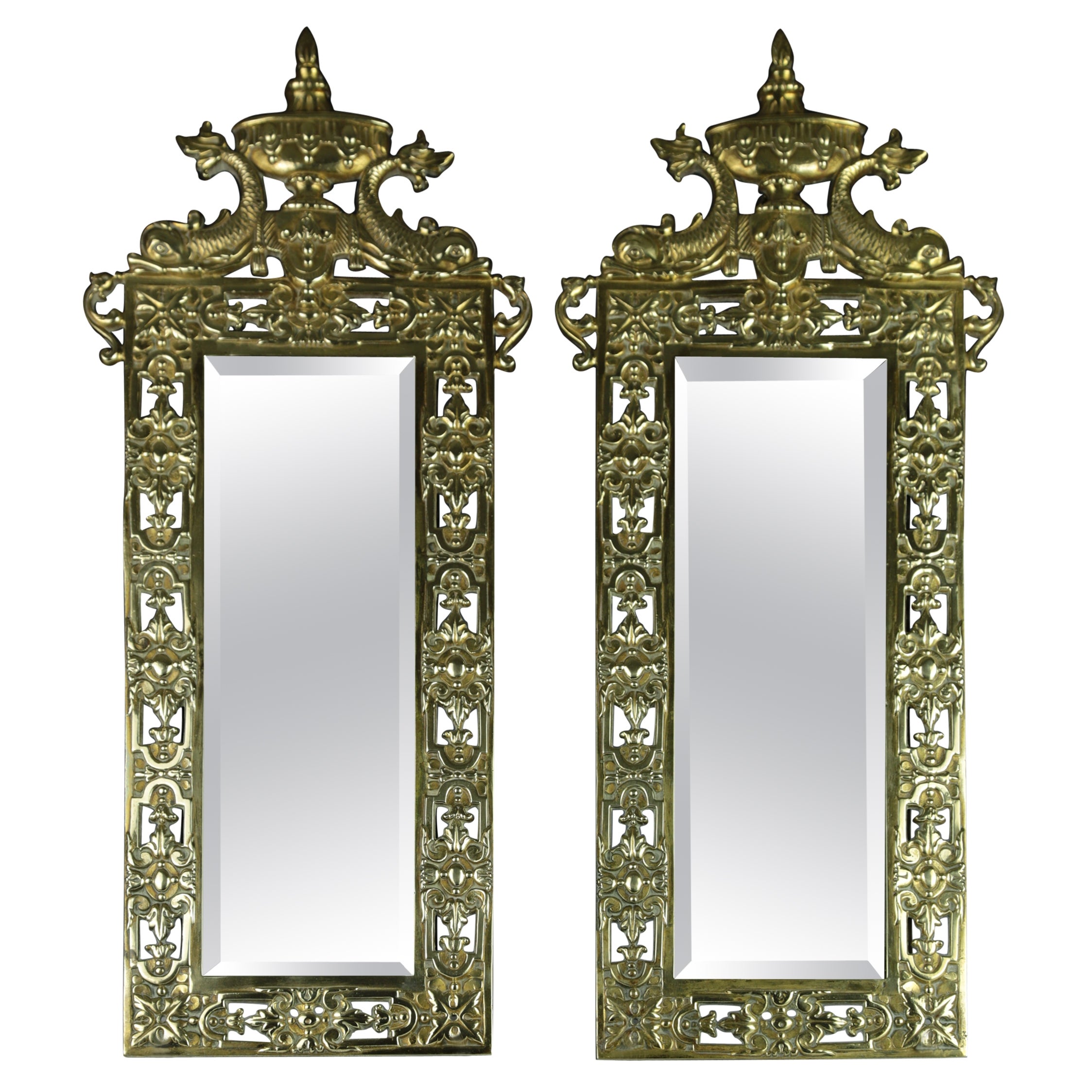 Coppia di specchi da parete vittoriani Antique British