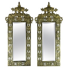 Antiguo par de espejos de pared victorianos británicos