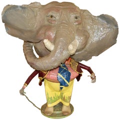 Elephant with a Cane Sculpture Signed and Dated 1984