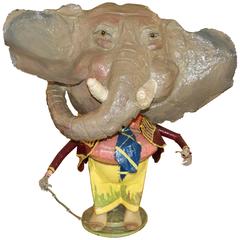 Elephant with a Cane Sculpture Signed and Dated 1984 10