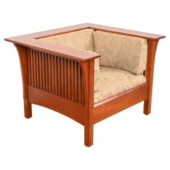 Stickley Mission Arts & Crafts Sedia da salotto con fuso in legno di ciliegio