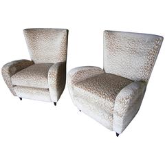 Pair of Upholstered Armchairs Designed by Paolo Buffa  C. 1950s