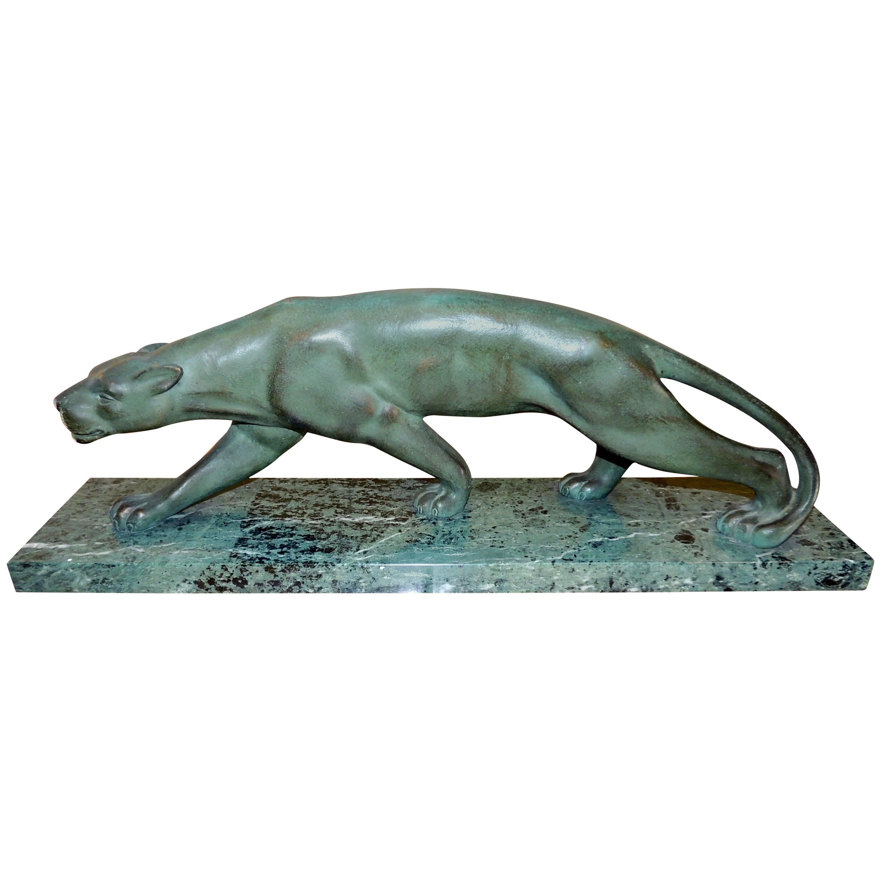 Art Deco Bronze Sculpture Panther by Secondo