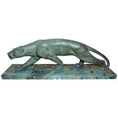 Sculpture en bronze Art Déco Panthère par Secondo