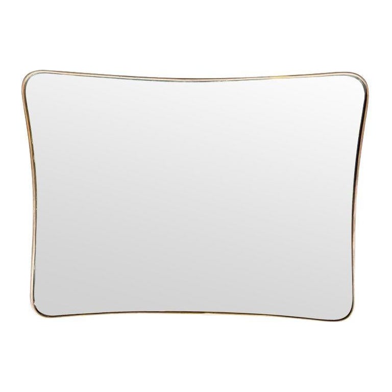An orignal 1950s Italian landscape brass framed mirror