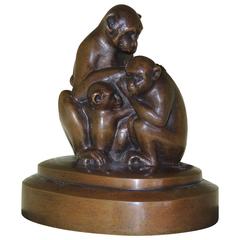 Bronze Monkey Sculpture Art Deco 6