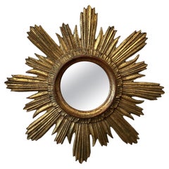 Lovely Vintage Italian Handmade Giltwood Sunburst Mirror