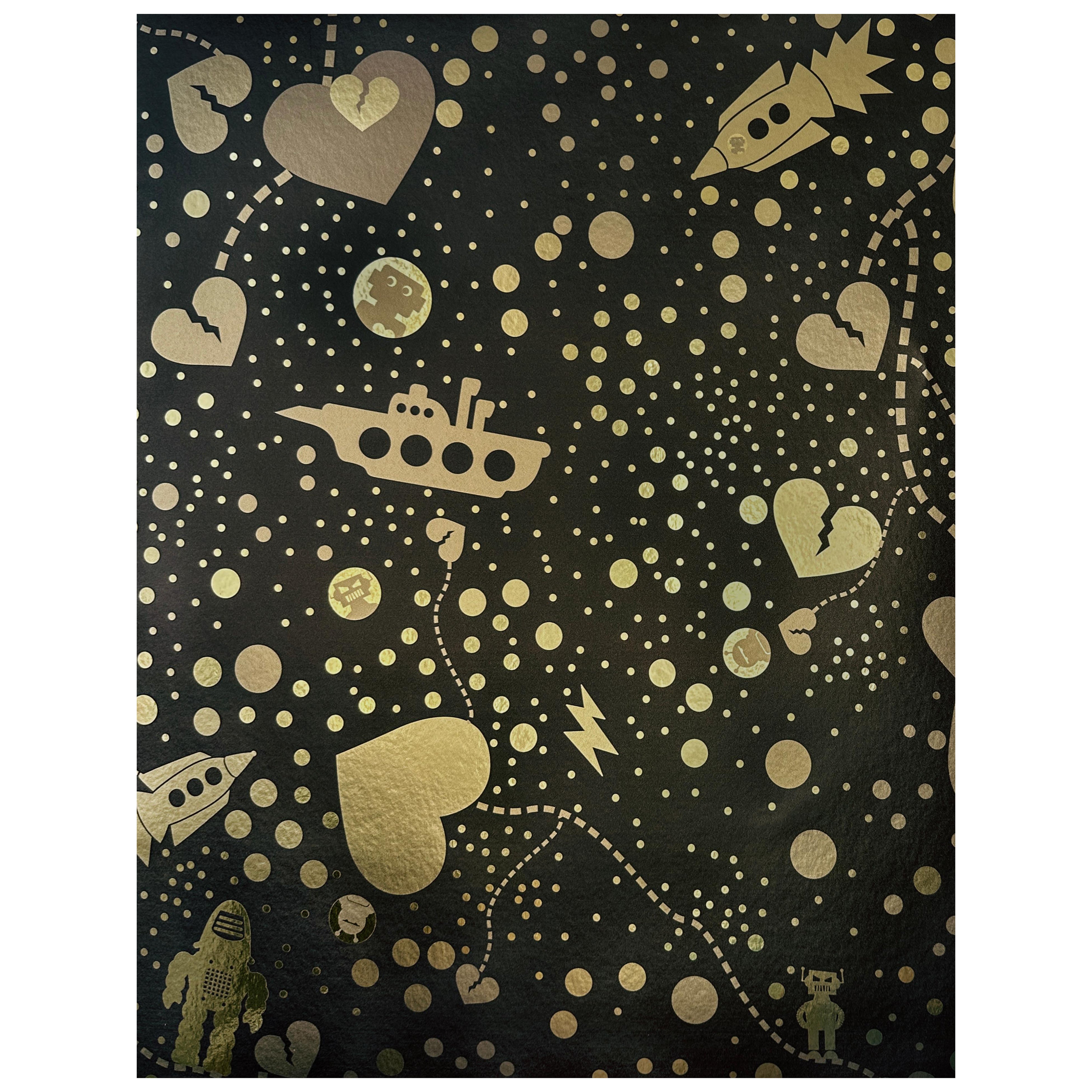 Robot Universe Metallic Type II Wallpaper in Cressida (SAMPLE)