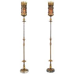 Vintage Pair of Early 20th Century Oscar Bach Style Floor Lamps