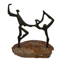 Scultura di balletto in bronzo di metà secolo Brutalista firmata Katz