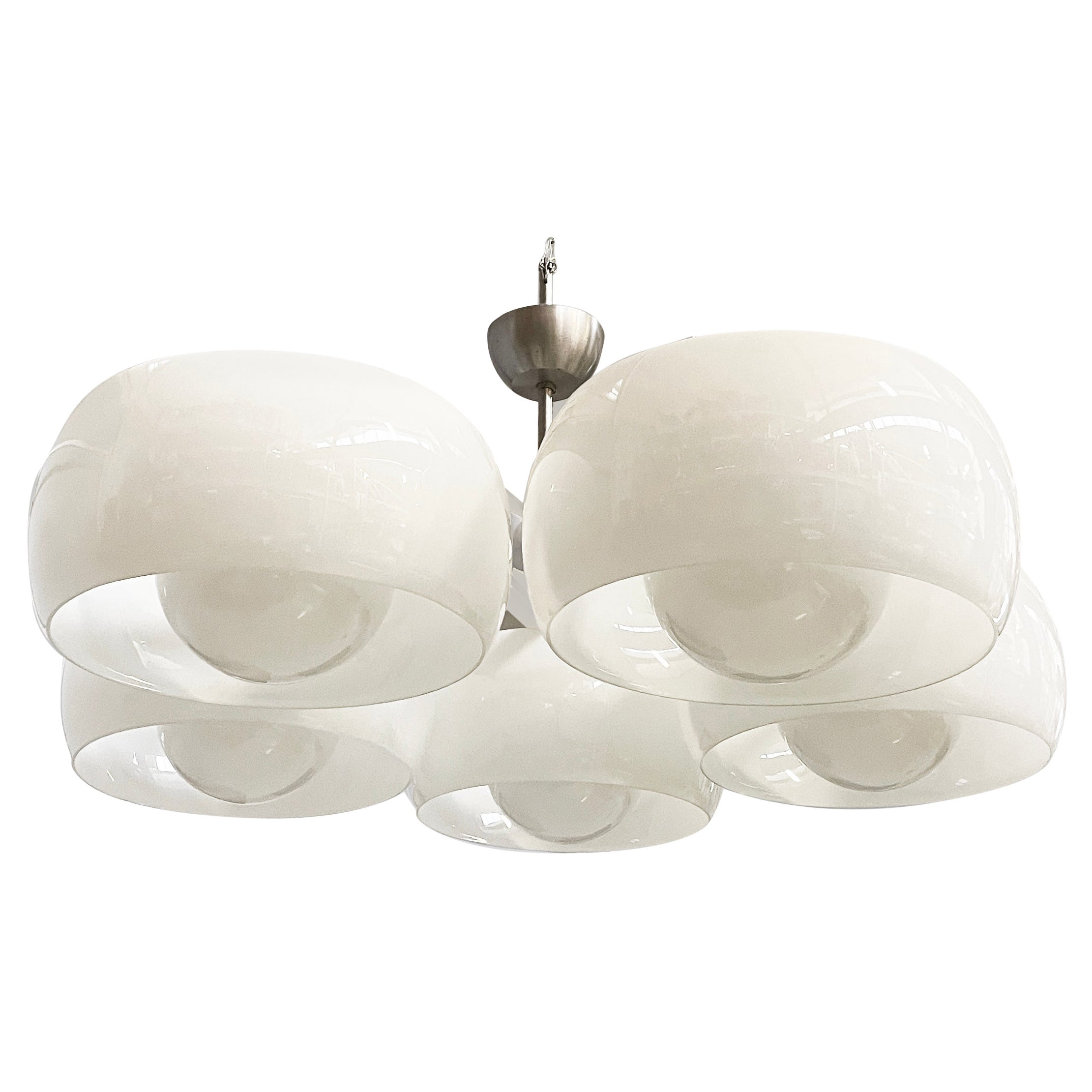 Italian mid-century modern chandelier Pentaclinio by Magistretti Artemide, 1970s For Sale