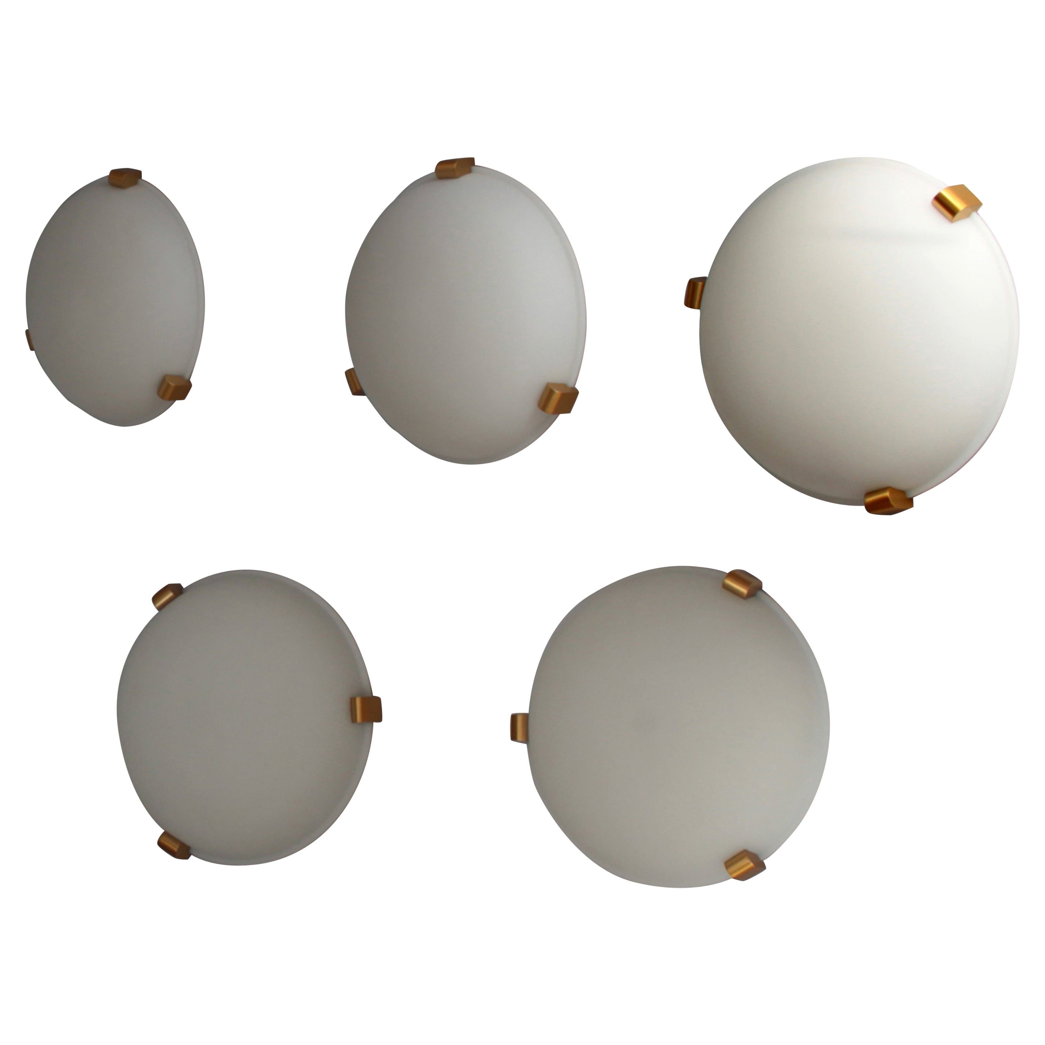 5 raffinate lampade da incasso o da parete in stile Art Déco francese di Jean Perzel