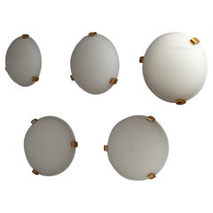 5 Fine French Art Deco Flush Mounts or Wall Sconces by Jean Perzel