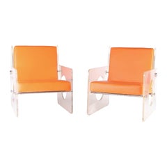 Pair of lucite armchairs