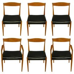 Six Teak Sculptural Back Dining Chairs, circa 1960s 10