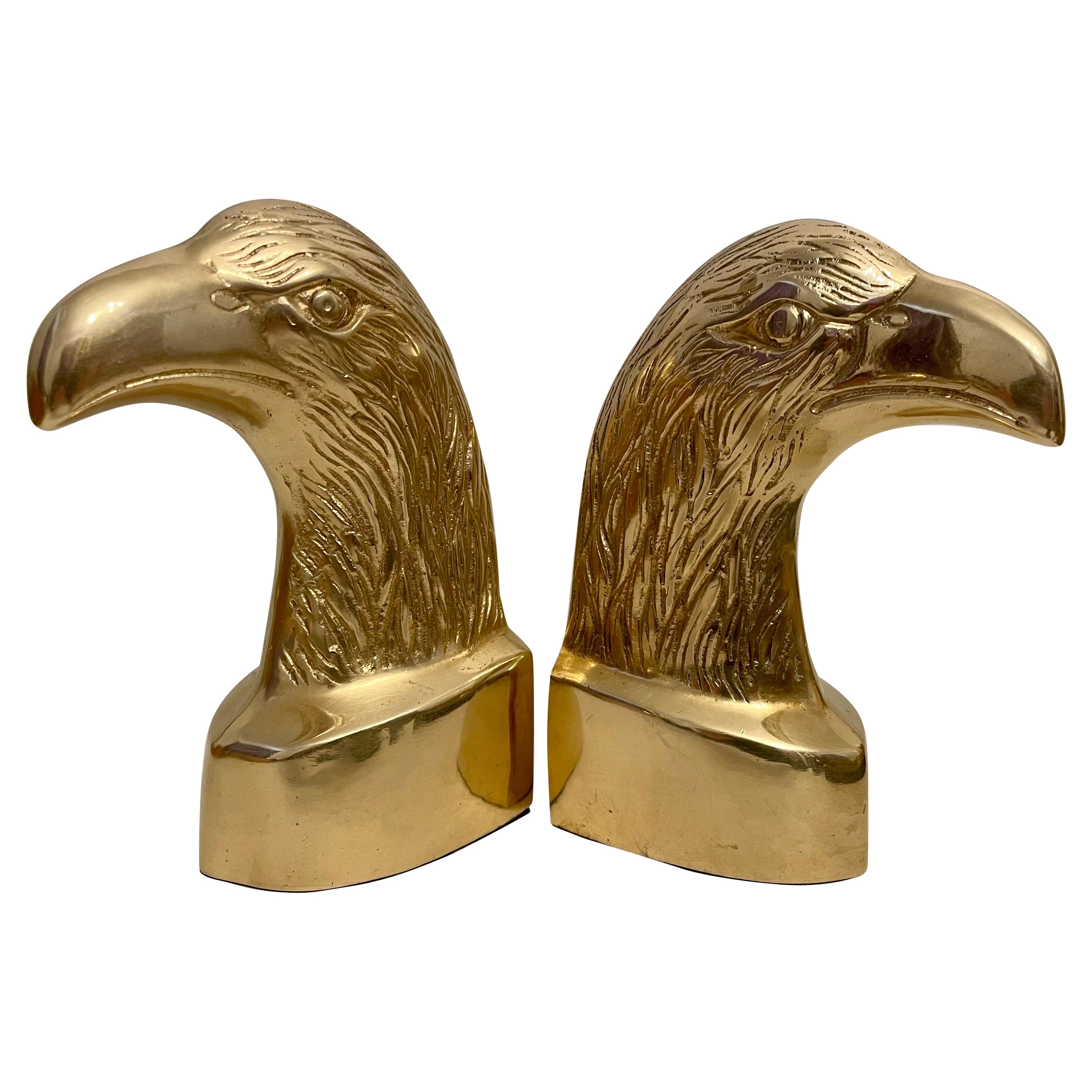Pair of Vintage Brass Eagle Bookends