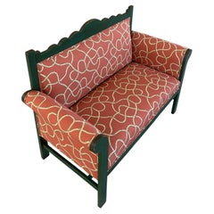 Tromp l'Œil Surrealist-Style Folk Art Settee Bench