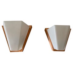 Paire d'appliques en cuivre et plexiglas par Weckelweller Werkstätten, années 1950, Allemagne