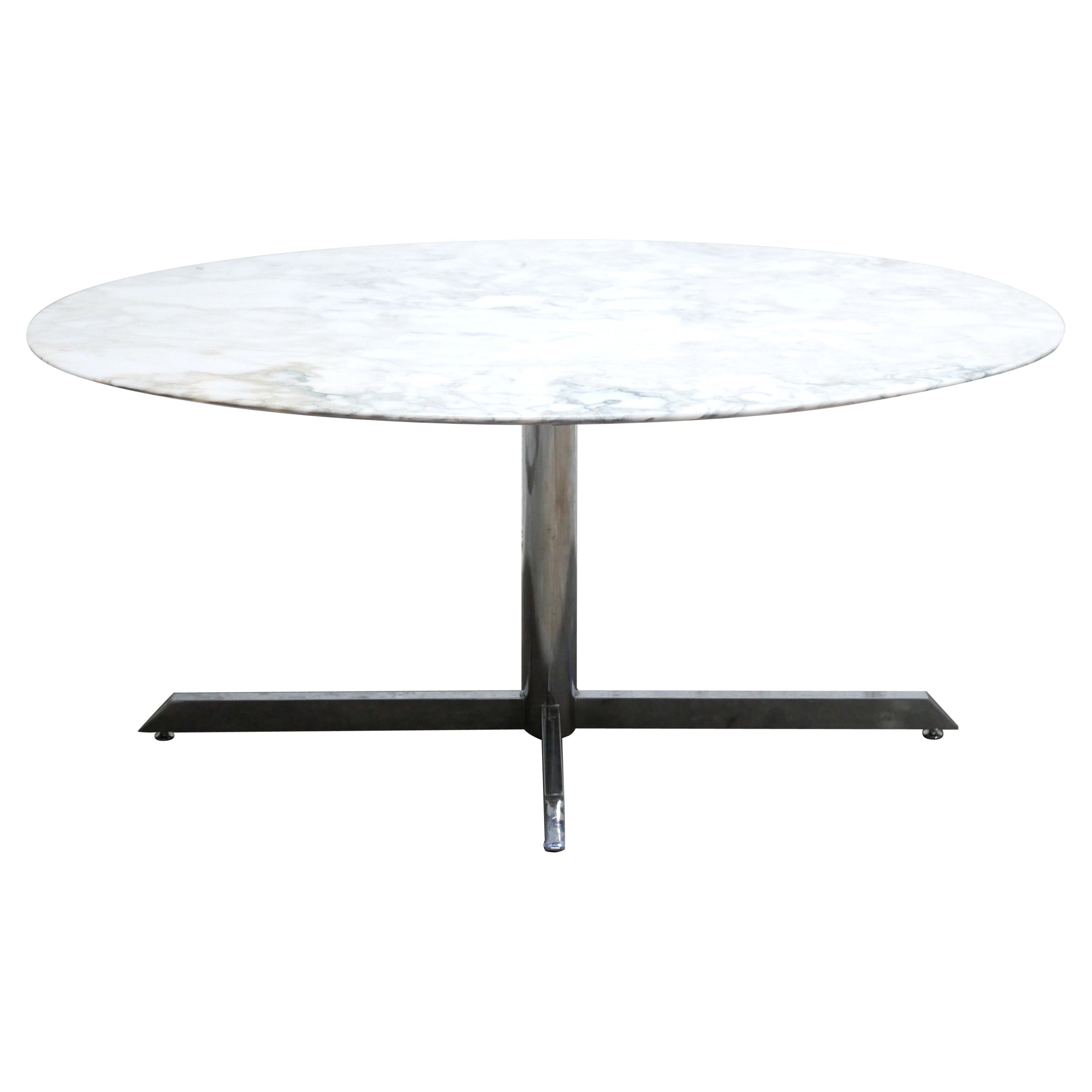 Mesa ovalada de mármol vintage publicada por Roche Bobois en venta