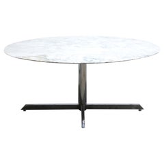 Vintage oval marble table published by Roche Bobois