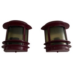 Paire d'appliques d'extérieur en métal de couleur bordeaux, 1970, Allemagne