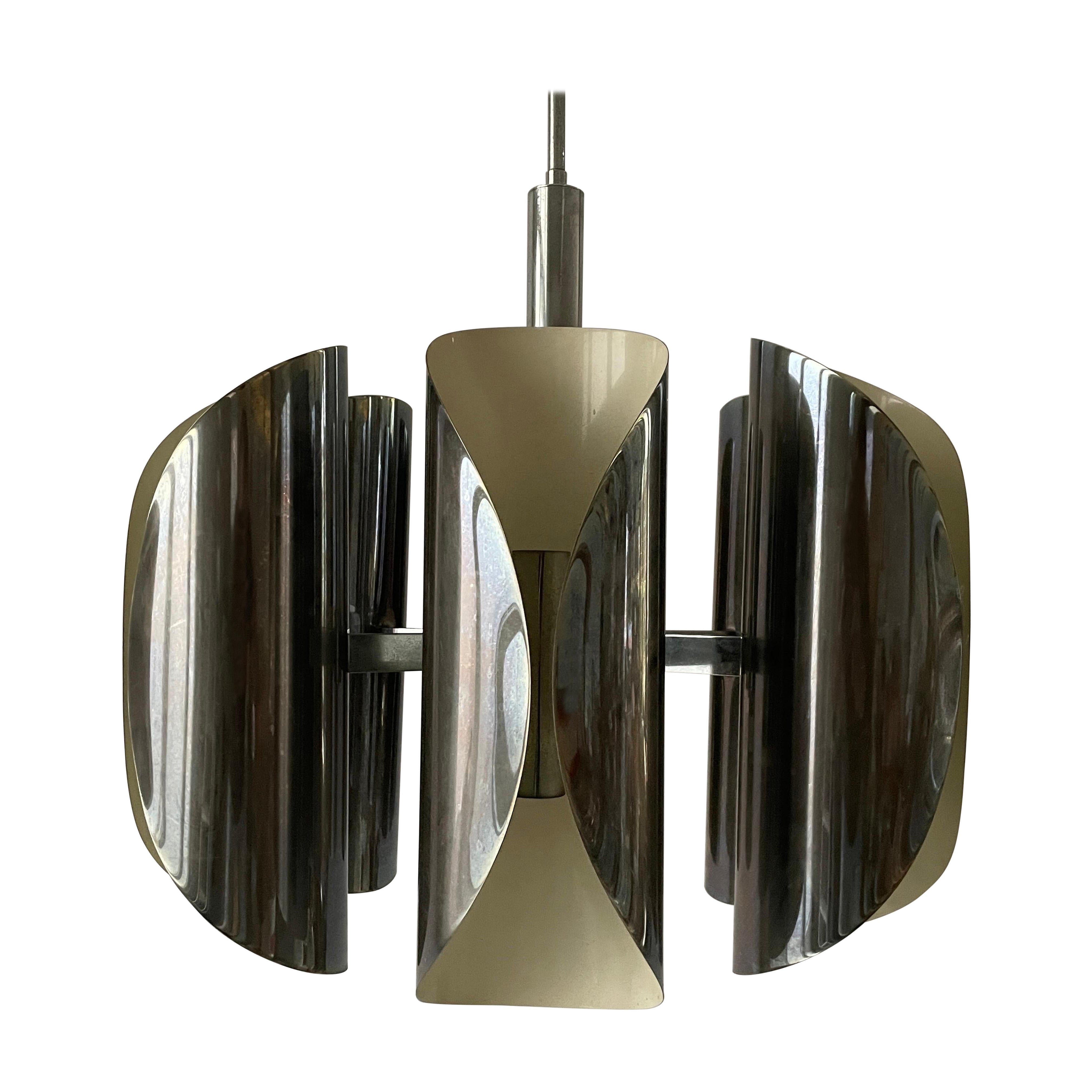 Italian Design Chrome 6-head Ceiling Lamp by Reggiani, 1960s, Italy
