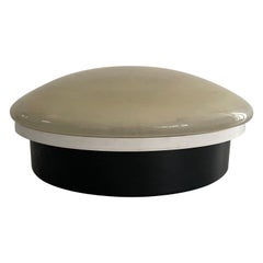 Black-white Metal Body and Plexiglass Mushroom Flush Mount, 1960s, Italy
