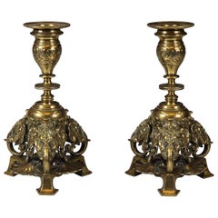 Pair of 19th Century Exoticism Candlesticks