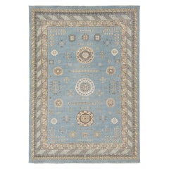 10 x 14 Contemporary Khotan Designed Wool Rug Handmade In light Blue