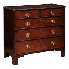 Antique English Period George III Chest in Flame Mahogany Brass Handles