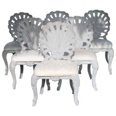 Six chaises de patio d'extérieur Jordan Grotto Side Dining Brown Shell Back Palm Beach