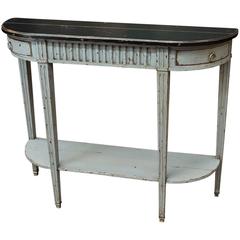 Louis XVI Style Vintage Curved Console with Table Two Sliding Drawers