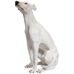 Italian Mid-Century Modern Ceramic Greyhound Dog Sculpture