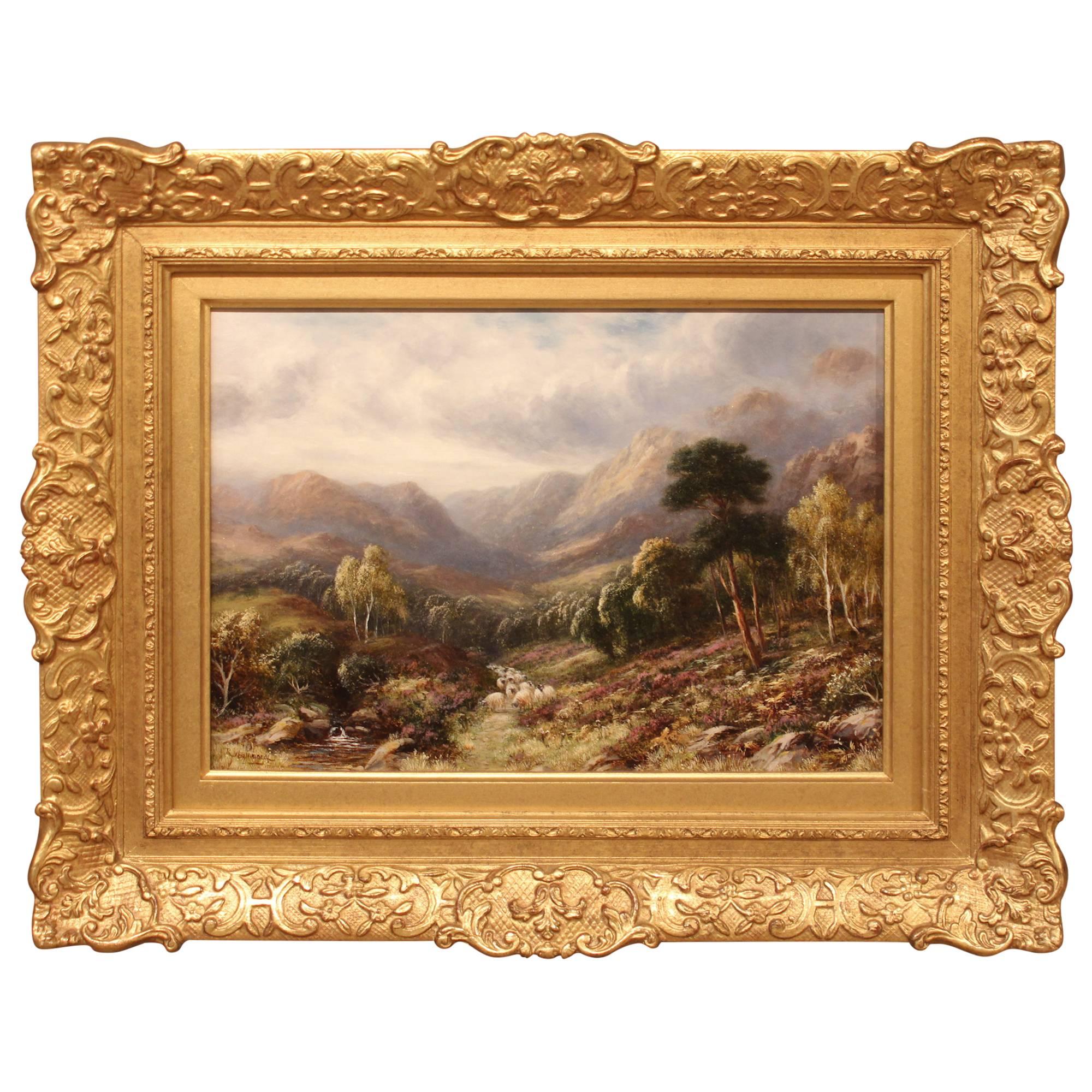 "A View in North Wales" Oil Painting by Robert John Hammond For Sale