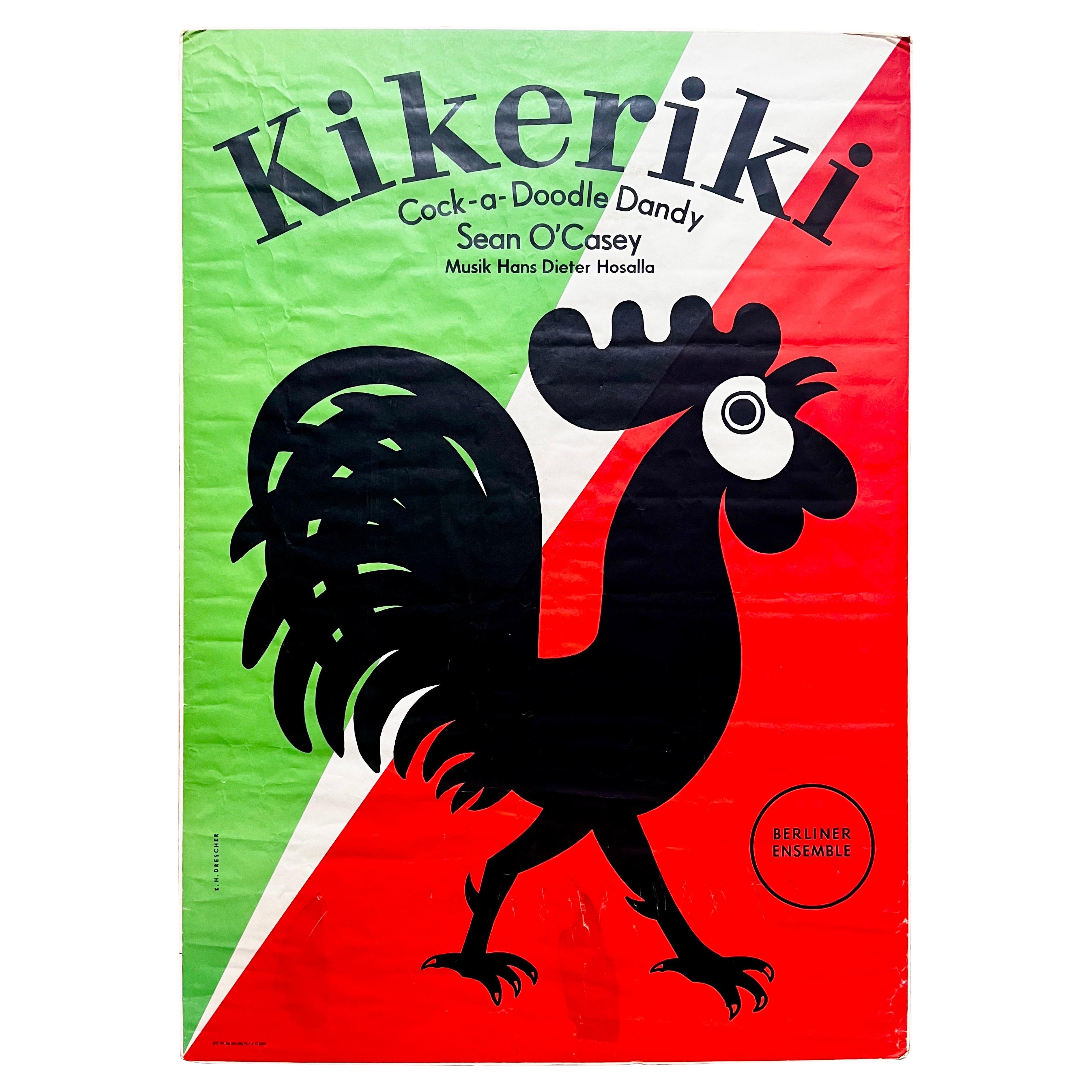 Graphic Poster of Cock-a-Doodle Dandy by Seán O'Casey performed in Berlin, 1970 For Sale