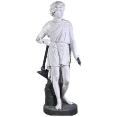 Young Blacksmith, Cast Iron Statue After Mathurin Moreau, 19th Century